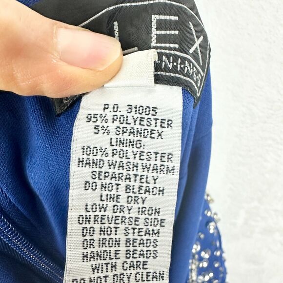 Alex Evenings Cap Sleeve Embellished Dress Size 12 NWT Royal Blue MOTB Wedding - Picture 10 of 12